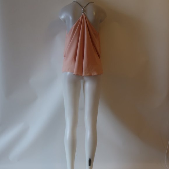 CHRIS GRAMER LIGHT PINK  BLOUSE W/SILVER CHAIN SZ 2/M * - Picture 5 of 6
